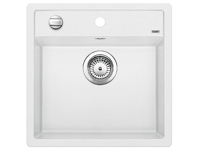 BLANCO DALAGO 5 | SILGRANIT Sink in White | Installation Type: Inset Installation from Above | for 50 cm Wide Base cabinets | Spacious Bowl Volume | Easy-Care Surface | [51.5x51x20.2 cm]
