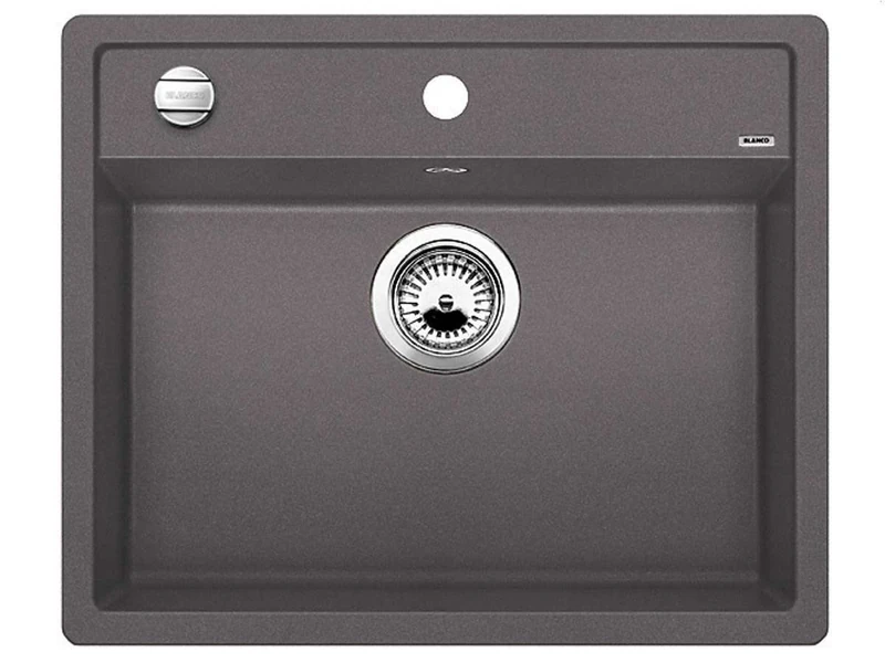 BLANCO DALAGO 6 | SILGRANIT Sink in Rock Grey | Installation Type: Inset Installation from Above | for 60 cm Wide Base cabinets | Spacious Bowl Volume | Easy-Care Surface | [61.5x51x20.2 cm]