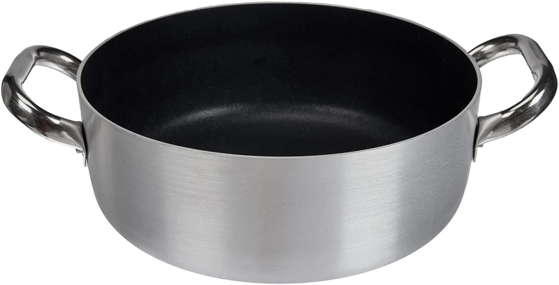 Pentole Agnelli Professional Aluminium Anti - Adherent Casserole Pot 3 Mm. Thick With 2 Handles, Diameter - 24 Cm.