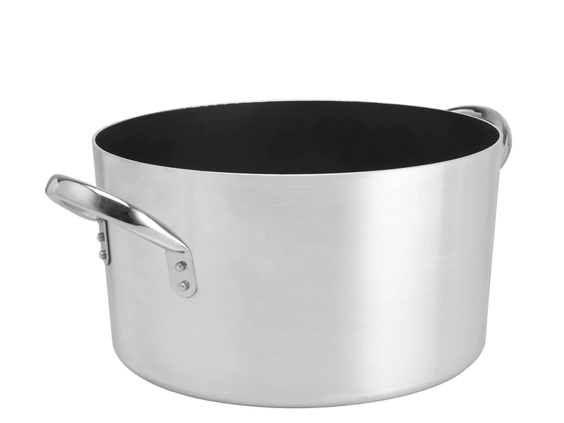 Pentole Agnelli Professional Aluminium Anti - Adherent 3 Mm. Deep Platinum Saucepot with 2 Handles, 19.03 Litre, Colour - Silver