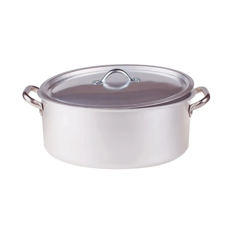 Pentole Agnelli Family Cooking Aluminium Oval Saucepot With 2 Handles, Diameter 30 Cm.