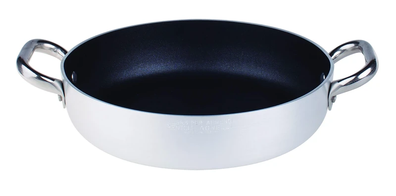 Pentole Agnelli Professional Aluminium Anti - Adherent 3 Mm. Platinum Omelette Pan 3 Mm. With 2 Handles, Diameter 36 Cm.