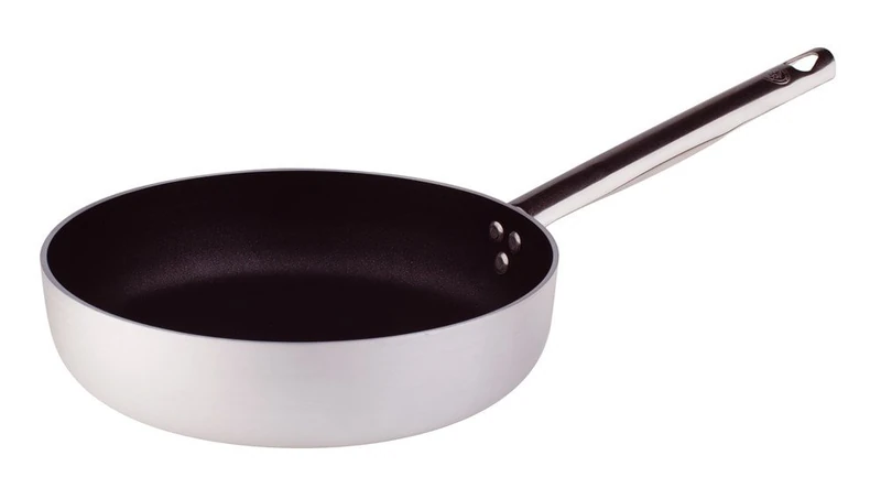 Pentole Agnelli Professional Aluminium Anti - Adherent 3 Mm. Straight Frying Pan With Tubular Steel Handle, Diameter 32 Cm.