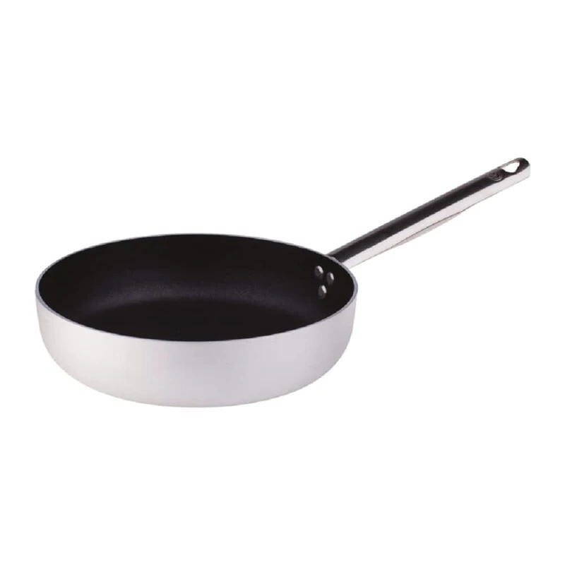 Pentole Agnelli Professional Aluminium Anti - Adherent 3 Mm. Straight Frying Pan With Tubular Steel Handle, Diameter 28 Cm.