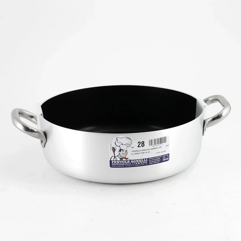 Pentole Agnelli Professional Aluminium Anti - Adherent 3 Mm. Casserole Pot 3 Mm. Thick With 2 Handles, 6.4 Litre
