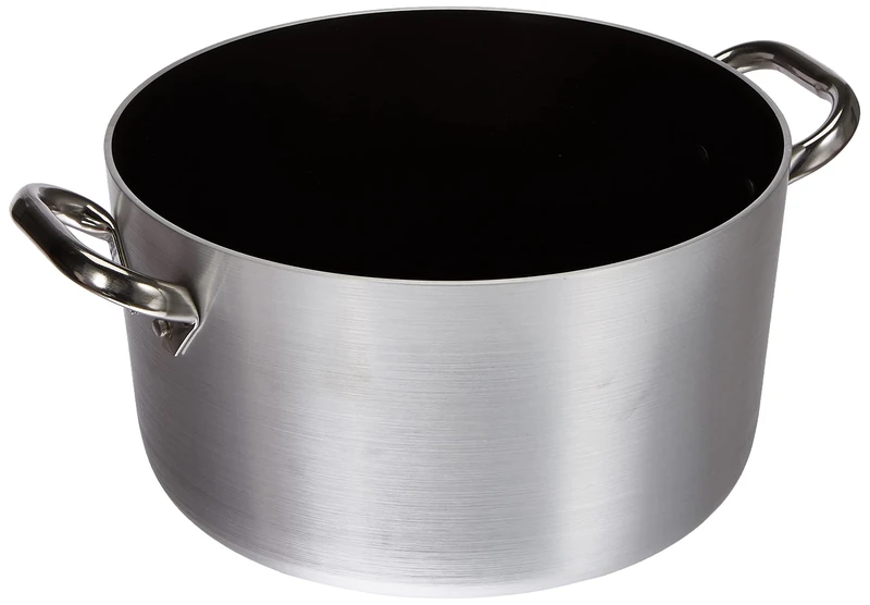 Pentole Agnelli Professional Aluminium Anti - Adherent 3 Mm. Deep Platinum Saucepot With 2 Handles, 9.51 Litre, Colour - Silver