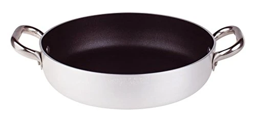 Pentole Agnelli Professional Aluminium Anti - Adherent 3 Mm. Platinum Omelette Pan 3 Mm. With 2 Handles, Diameter 24 Cm.
