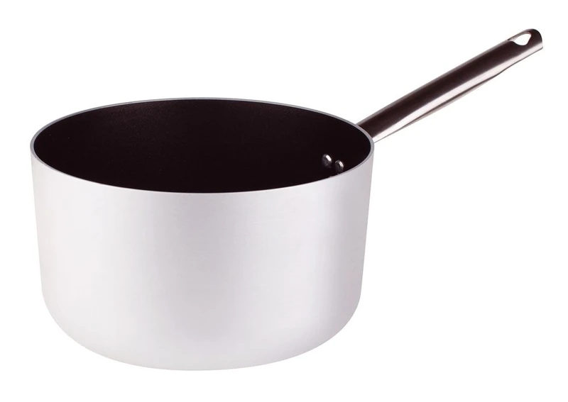 Pentole Agnelli Professional Aluminium Anti - Adherent 3 Mm. Deep Saucepan With Tubular Steel Handle, Diameter 24 Cm.