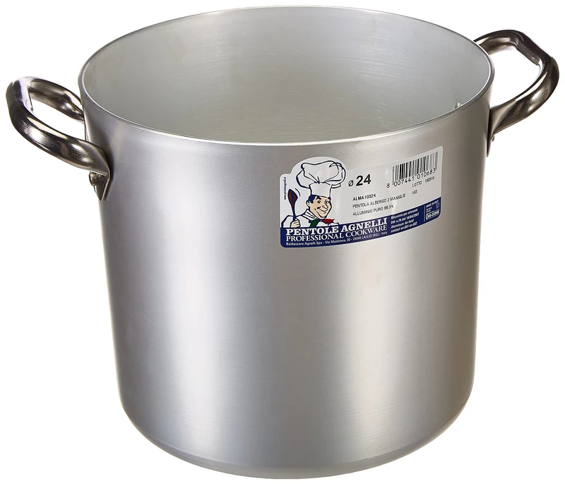 Pentole Agnelli ALMA10324 High Pot with Two Handles Stainless Steel, Professional Aluminum 3 Millimeters, 10 l