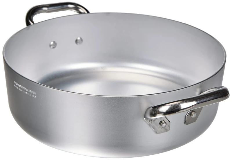 Pentole Agnelli ALMA10628 Professional Aluminum Pans 3 mm, Low Casserole with 2 Handles, 6.4 L