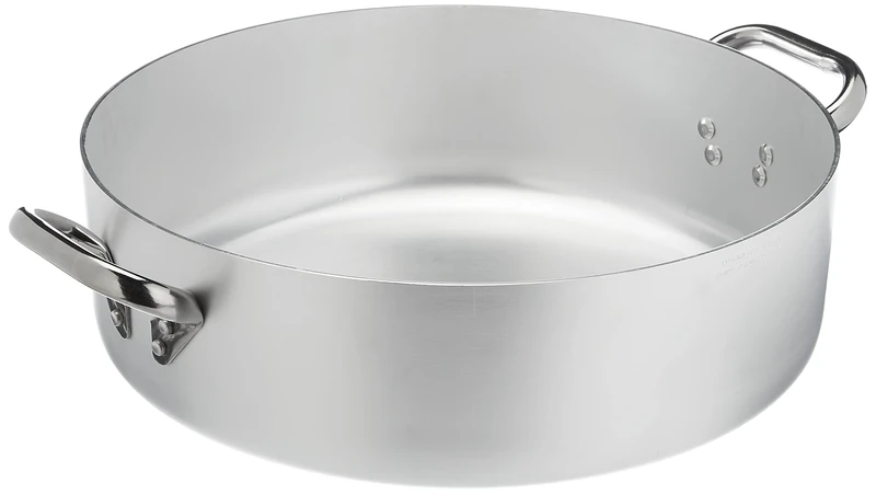 Pentole Agnelli ALMA10636 Professional Aluminum Pans 3 mm, Low Casserole with 2 Handles, 11.5 L