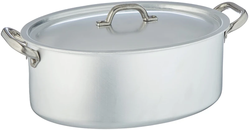 Pentole Agnelli Professional Aluminium 3 Mm. Oval Saucepot With Lid And 2 Handles, Diameter 30 Cm.