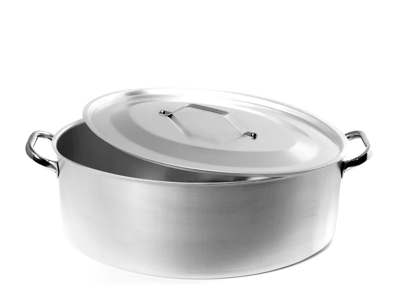 Pentole Agnelli Professional Aluminium 3 Mm. Oval Saucepot With Lid And 2 Handles, Diameter 36 Cm.