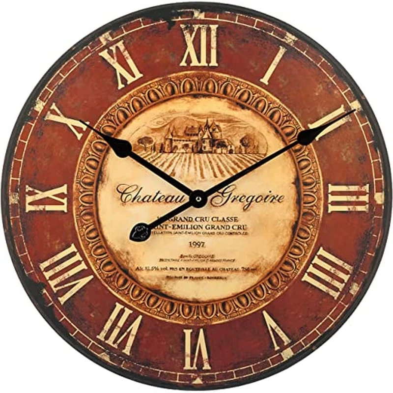 techno line Quartz Wall Clock, Wood, Brown