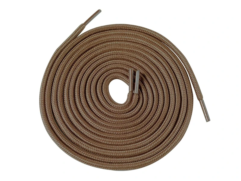 Round Light Brown Replacement Shoelaces 120cm x 4mm for Trainers & Sneakers – 1 Pair – Strong Polyester Strings – Universal Coloured Fit for Skate Shoes, Sports, Running & Football Boots