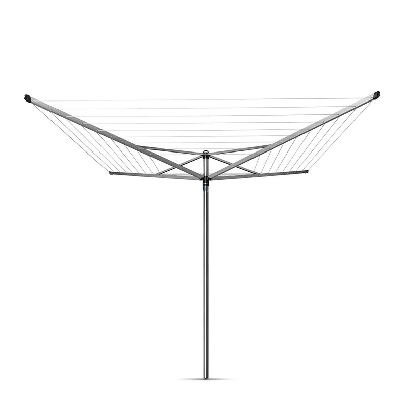 Brabantia - Topspinner - 50 Metres of Clothes Line - UV-Resistant & Non-Slip Lining - Smooth Turns - Umbrella System - Rotary Dryer with Ground Spike & Cover 45 mm - Metallic Grey - ø 295 m