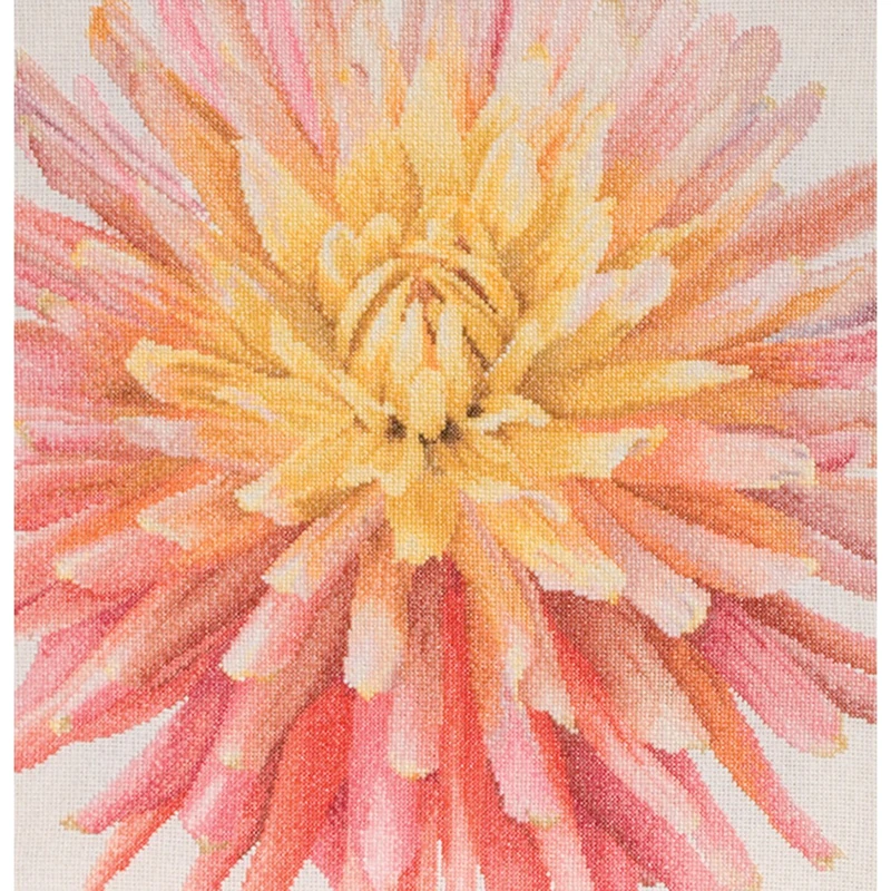 Thea Gouverneur Dahlia On Aida Cross Stitch Kit-13-inch x 13-inch 16 Count