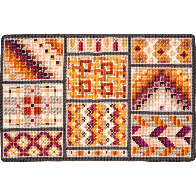Vervaco Counted Cross Stitch Kit: Rug: Geometric, 100% Cotton, Multi-Colour, 75 x 2 x 50 cm