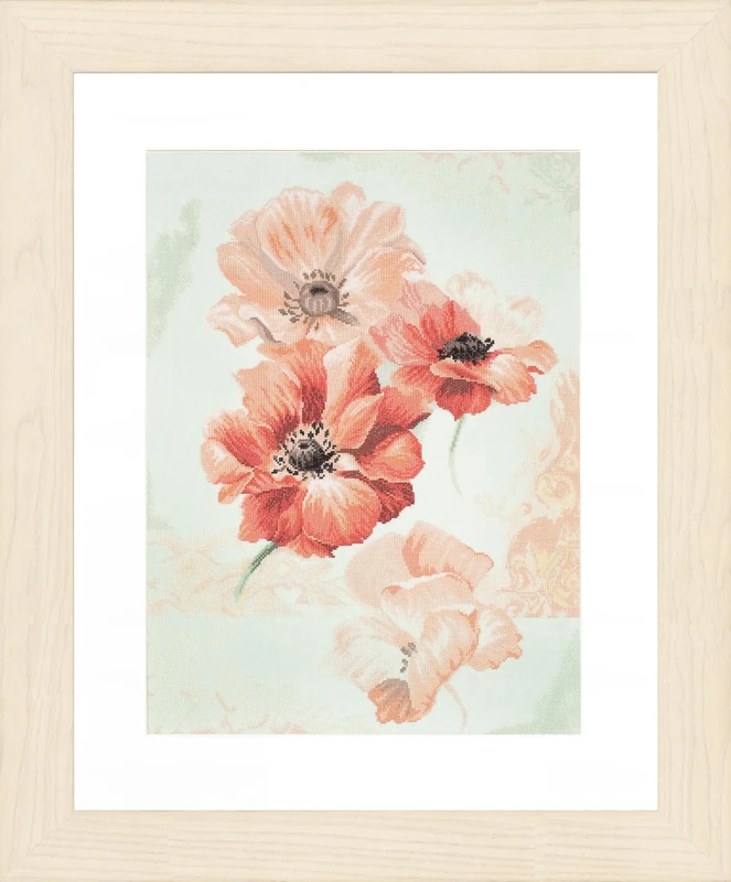 Lanarte Counted Cross Stitch Kit: Sky Anemone (Linen), Cotton, NA, 39 x 49cm, N