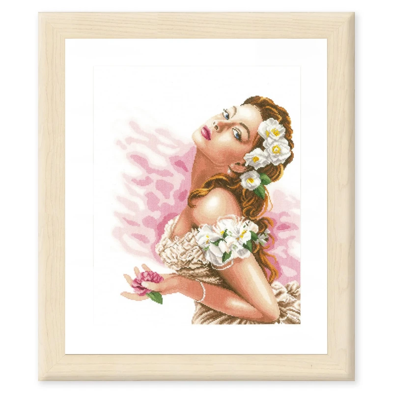 Lanarte Counted Cross Stitch Kit: Lady of The Camellias (Aida,W), Cotton, NA, 37 x 48cm