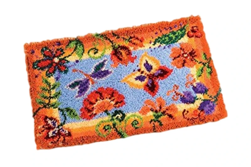 Vervaco Flowers and Butterflies Latch Hook Rug, Multi-Colour
