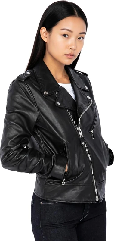 Schott NYC Women's Lcw1601d Jacket, Black, UK 6 Manufacturer Size XS