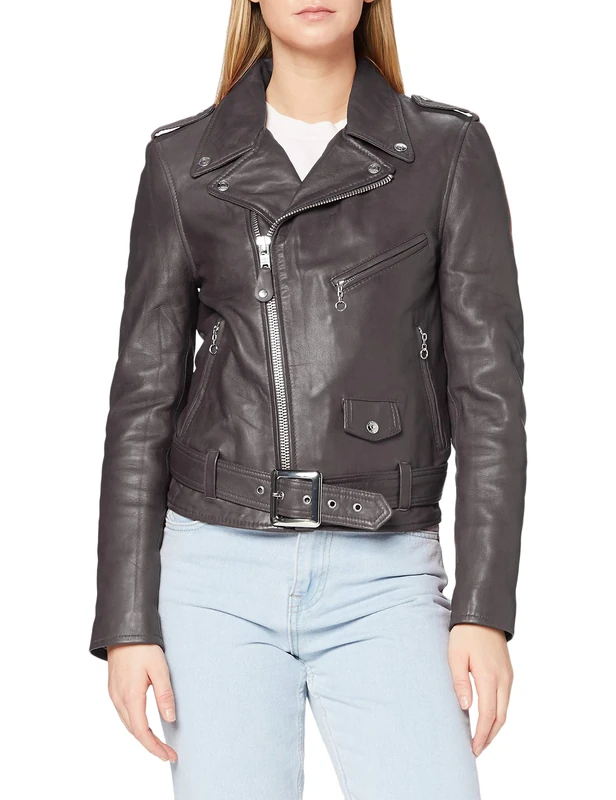 Schott NYC Women's Motorcycle Jacket, Brown, M UK