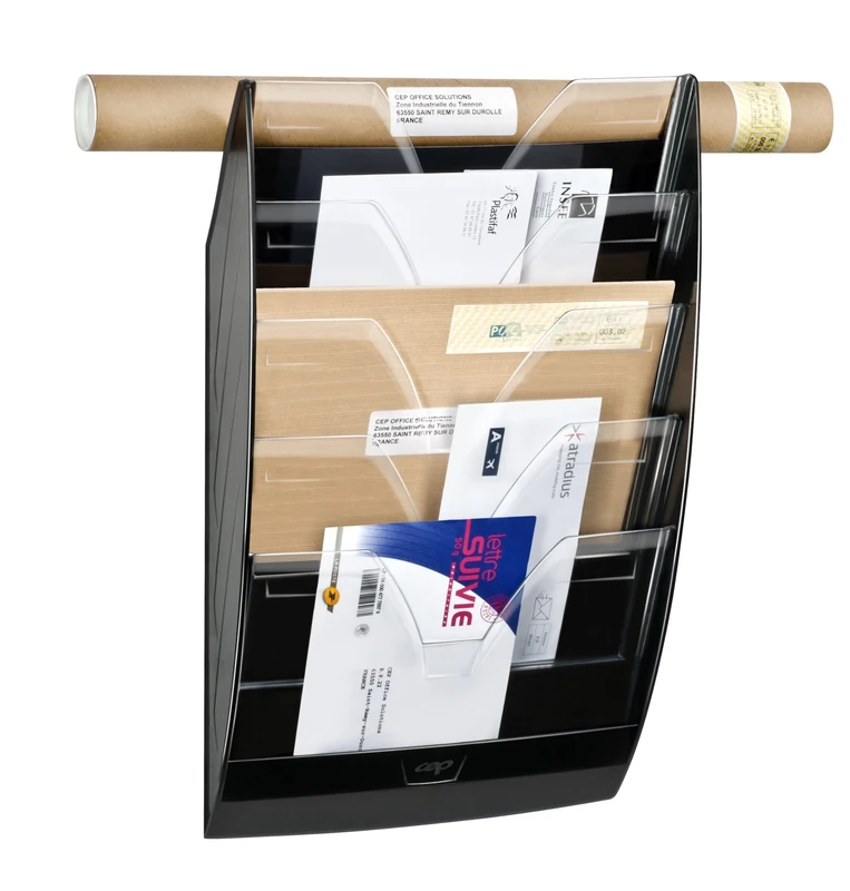 CEP 5 Compartments Wall File - Black/Crystal
