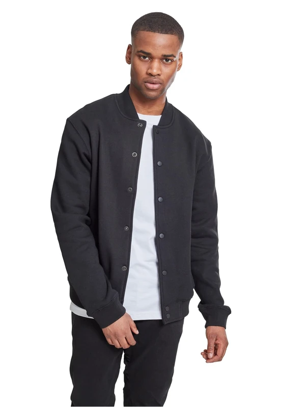 Urban Classics Men's 2-tone College Sweatjacket, Black (Blk/Blk ), S