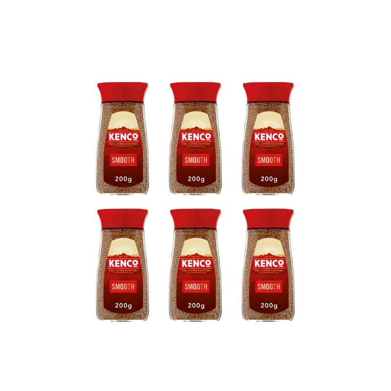 Kenco Smooth Instant Coffee 200g (Pack of 6 Jars, Total 1.2kg)