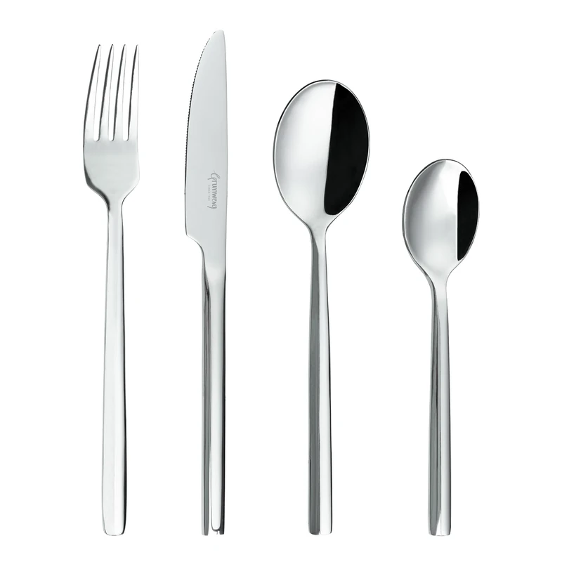 Grunwerg 24 Piece Chopstick Style Stainless Steel Cutlery Set - 24BXCHP (Packaging may vary), Silver, Stainlesssteel