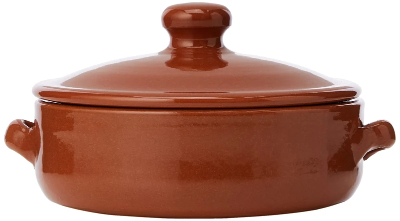 Amazing Cookware SB133 Natural Terracotta Deep Dish with Lid (Diameter 15cm, Depth 5cm) , Brown