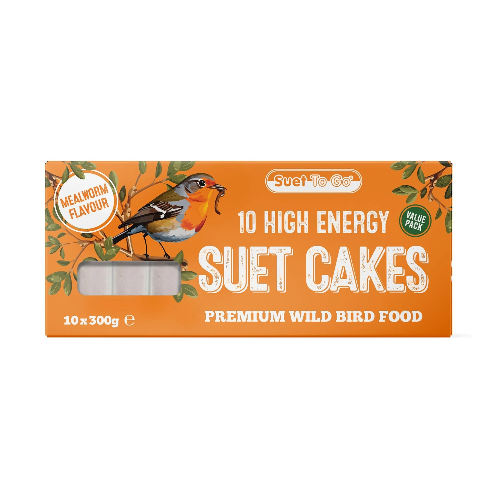 Suet To Go Mealworm Suet Block Wild Bird Treat, 300 g ( Pack of 10) (Packaging may vary)