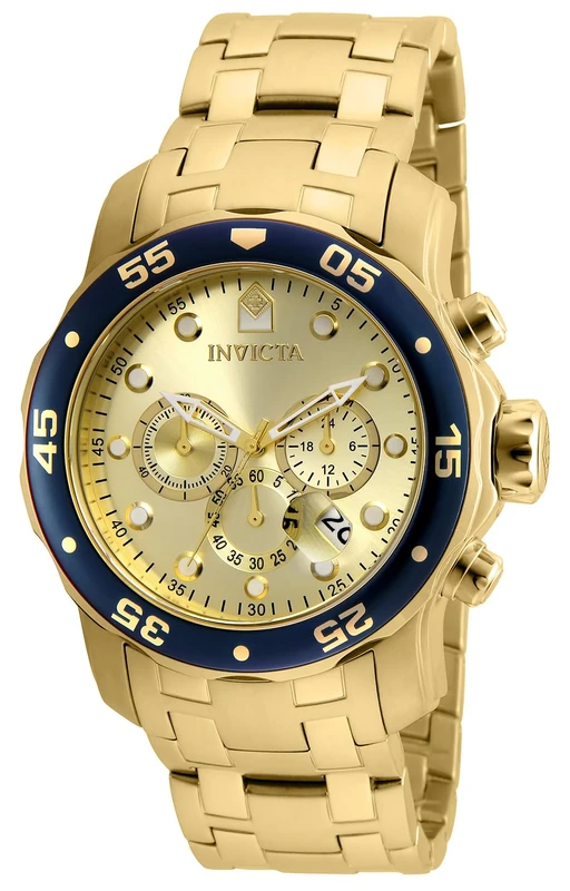 Invicta Pro Diver - Scuba 80068 Men's Watch - Waterproof - Analogue - Quartz Movement - Stainless Steel with Gold dial - 48mm
