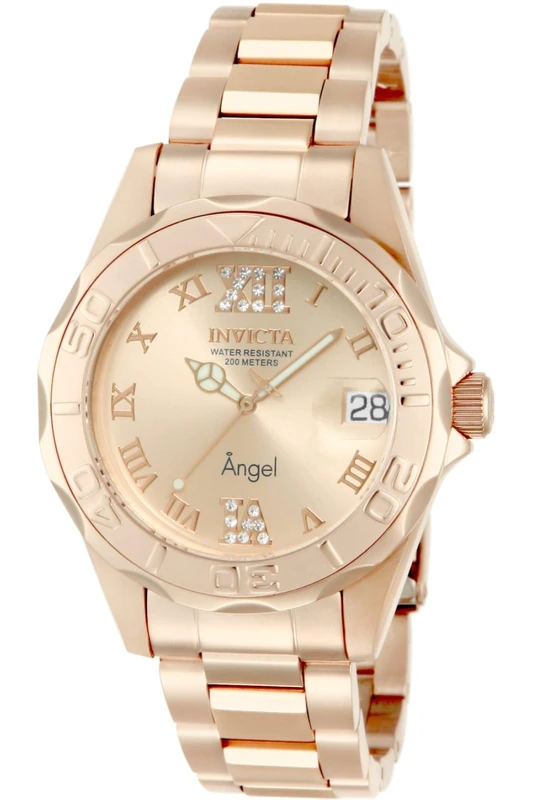 Invicta Angel 14398 Women's Watch - Waterproof - Analogue - Quartz Movement - stainless steel with Rose Gold dial - 38mm