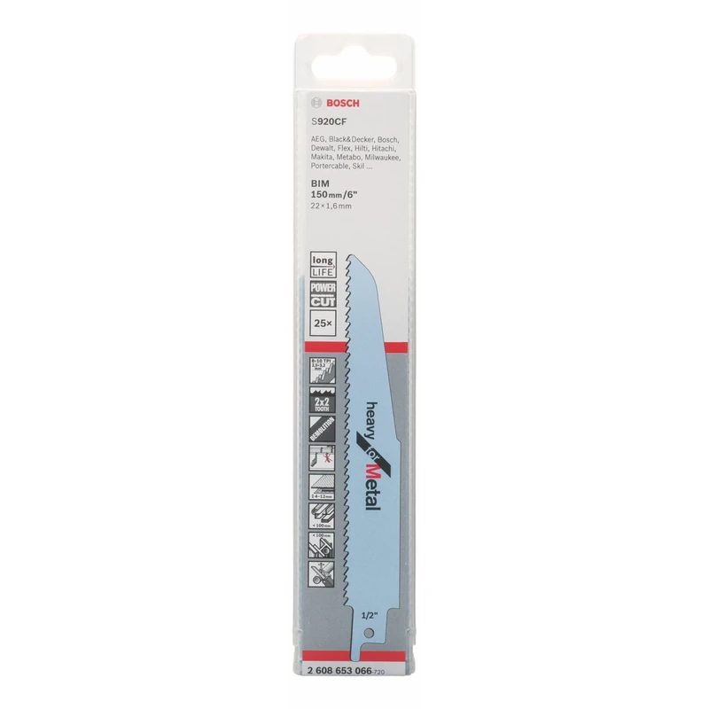 Bosch 2608653066 S920 CF Saber Saw Blade, 0 V, White, Set of 25 Piece
