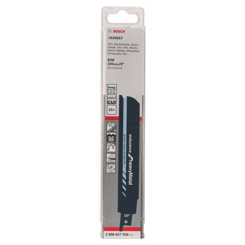 Bosch 2608657936 S927 BEF Saber Saw Blade, 0 V, White, Set of 25 Piece
