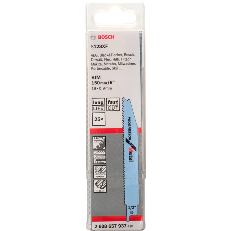 Bosch Accessories 2608657937 S123 XF Saber Saw Blade, 0 V, White, Set of 25 Piece