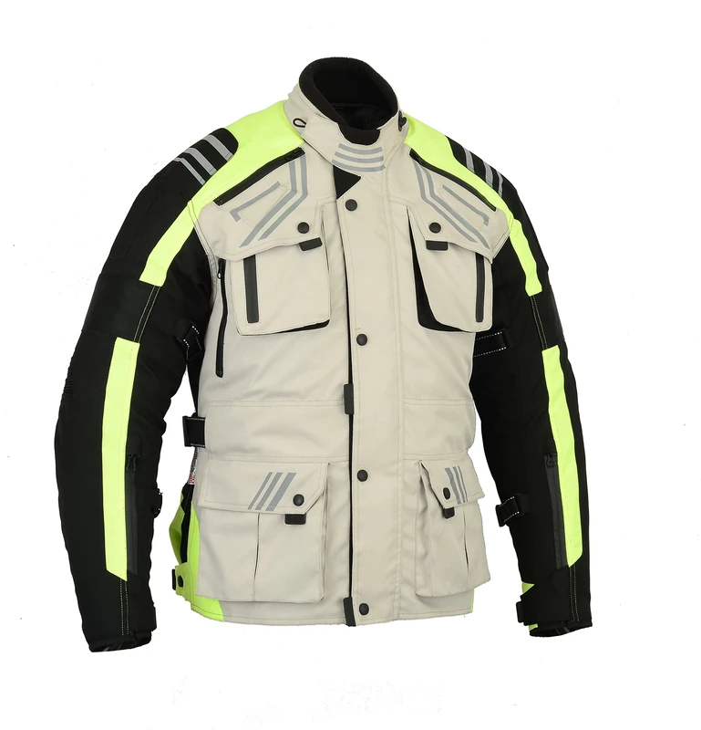 Bikers Gear Australia Unisex Stormjkt4xl Australian Bikers Gear UK GlowRider Waterproof Armoured Thermal Vented Black Motorcycle Jacket, Hi Vis, 4XL UK