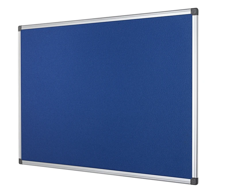 Bi-Office Notice Board Fire Retardant, Blue Felt, Maya Aluminium Frame, 180 x 120 cm