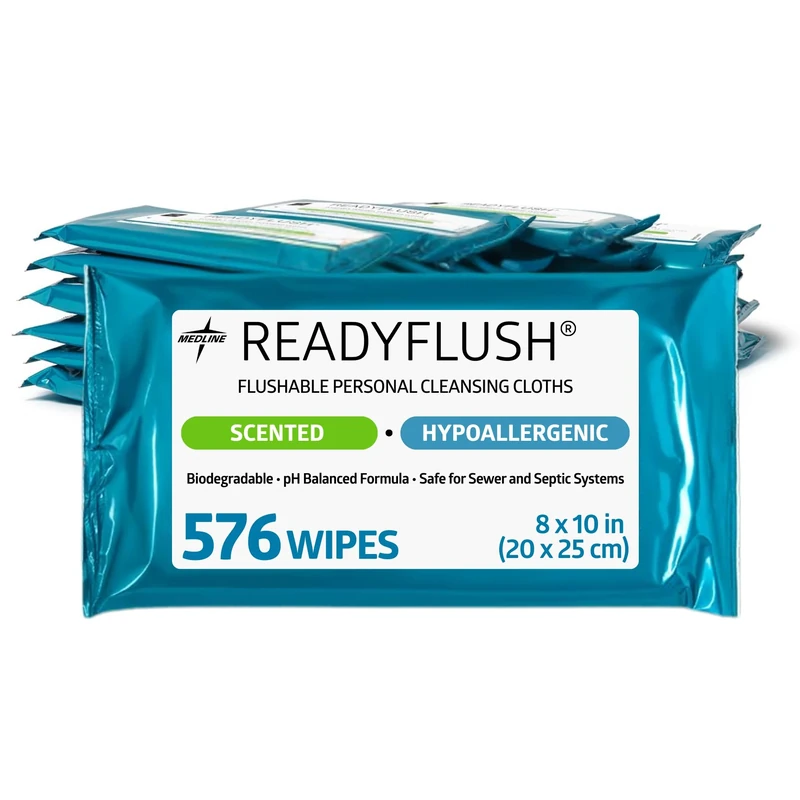 Medline Readyflush Biodegradable Flushable Wipes, 24 Count