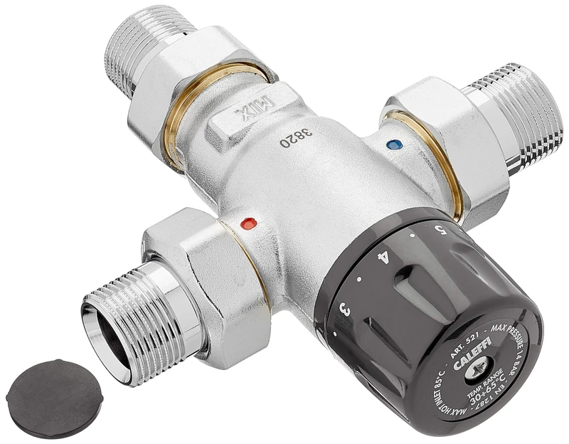 Caleffi 521500 Thermal mixer 3/4 inch 30 - 65 °C resistant to calcification Adjustable dezincification-free