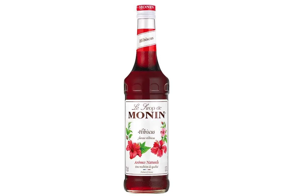MONIN Premium Hibiscus Syrup 700ml for Cocktails and Mocktails. Vegan-Friendly, Allergen-Free, 100% Natural Flavours and Colourings