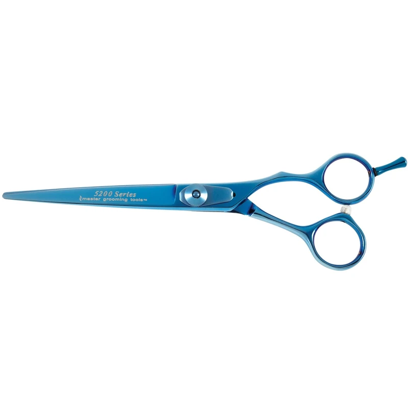 Master Grooming Tools 5200 Blue Titanium Shears — High-Performance Shears for Grooming Dogs - Straight, 6½"