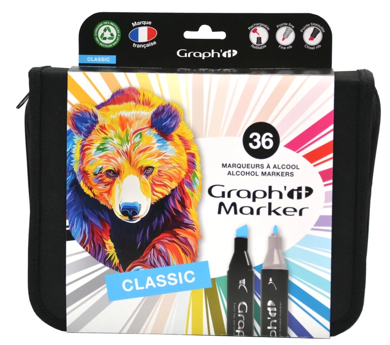 Graph' It Alcohol Based Double Tip Basic Colors (Pack of 36