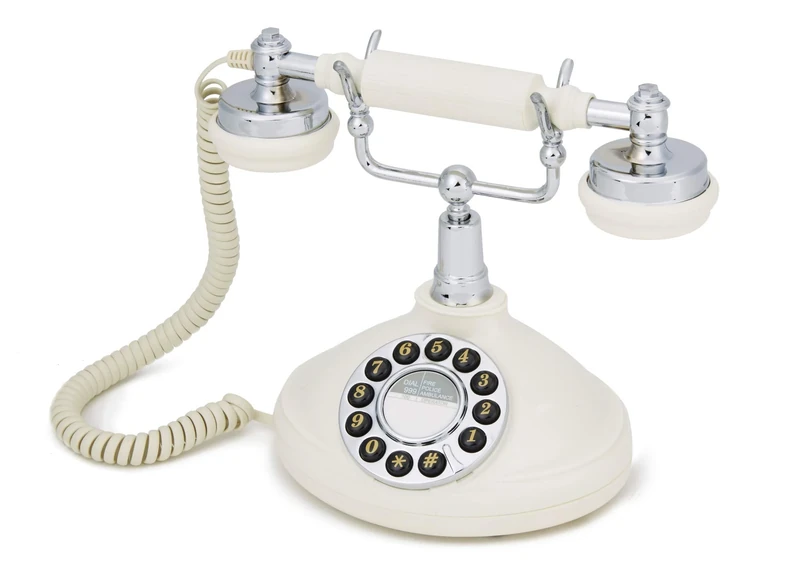 GPO Opal Retro Phone - Nostalgic Vintage Push-Button Analogue Landline Telephone with Curly Cord - Cream & Chrome