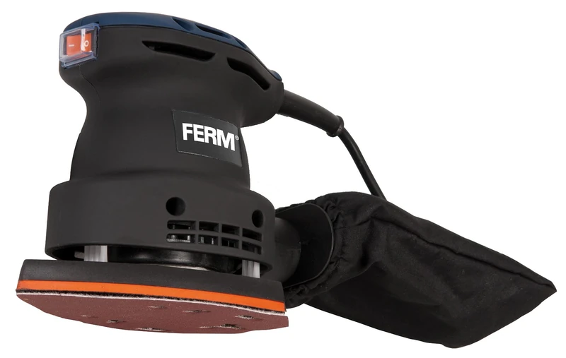 FERM PSM1013 Detail Sander - Palm Sander - 220W - Dust Collection Bag - With 5 Pcs Sanding Paper (G80), 5 Pcs Sanding Paper (G120) and a Robust Storage Case