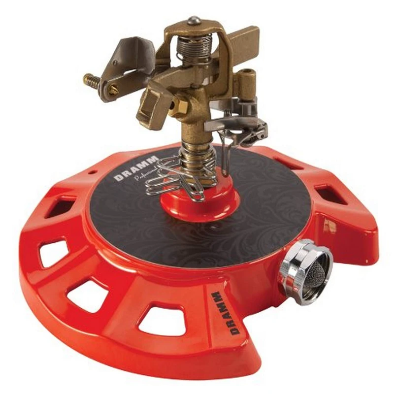 DRAMM 15081 Circular Base Impulse Sprinkler with a Heavy-Duty Metal Base, Red