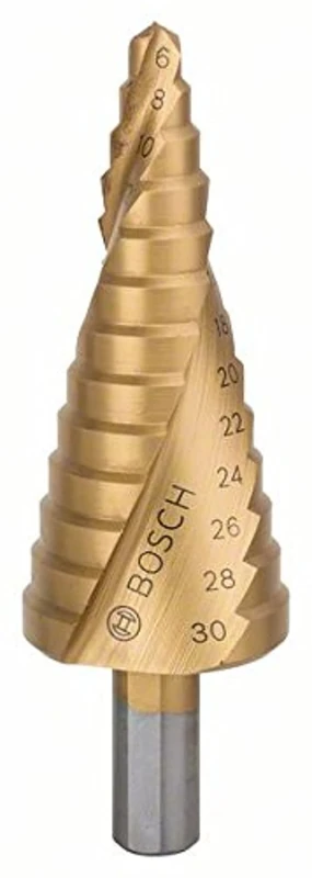 Bosch 2608587430 4/6/8/10/12/14/16/18/20/22/24/26/28/30 mm HSS-TiN Step Drill Bit