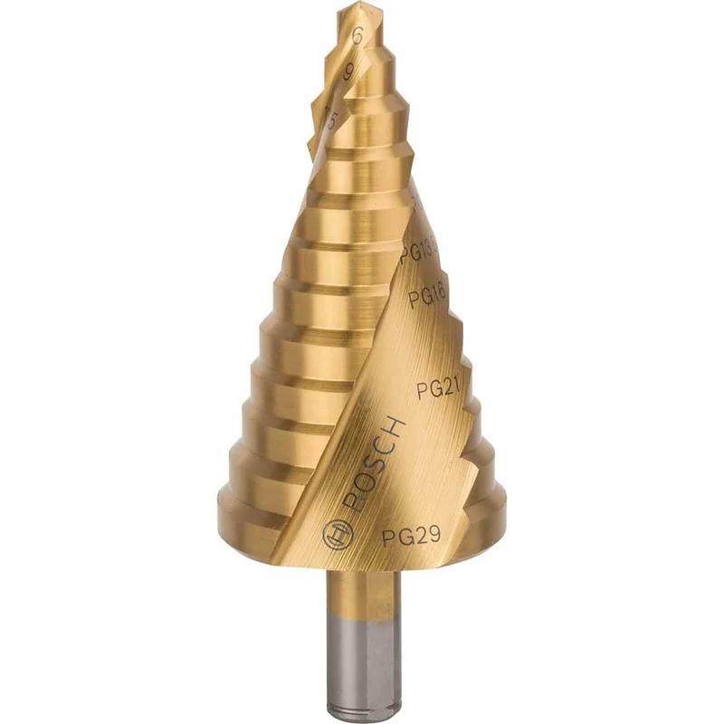Bosch 2608587435 6/9/12.5/15.2/18.6/20.4/22.5/26/28.3/30.5/34/37 mm HSS-TiN Step Drill Bit